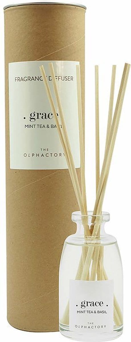 The Olphactory, Grace Munt Thee & Basilicum, Geursticks, Aroma Riet Diffuser, 100 ml