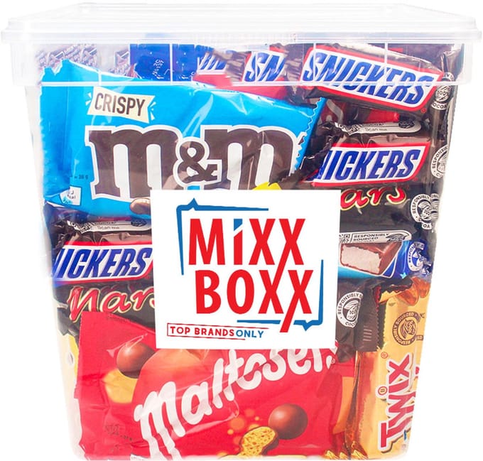 Mars Super Party box met chocolade - Mars, Snickers, Twix, Milky Way, Maltesers & M&M's - chocolademix - feestbox - 1500g