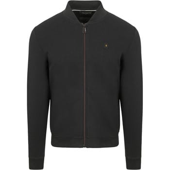 No Excess Sweater full zipper pique bomber black
