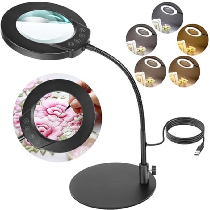Vergrootglas met Licht en Standaard - 10x Vergroting, 5 Kleurmodi, Traploos Dimbaar