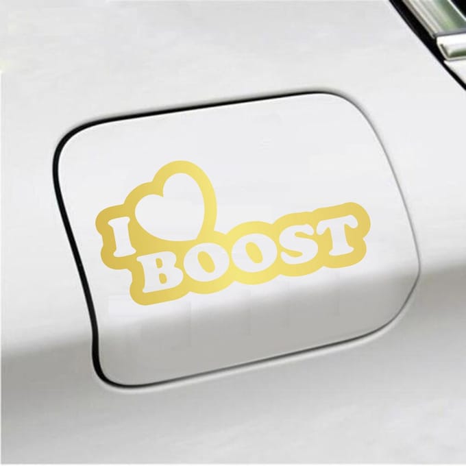 Bumpersticker - I Love Boost - 10 X 20 - Goud