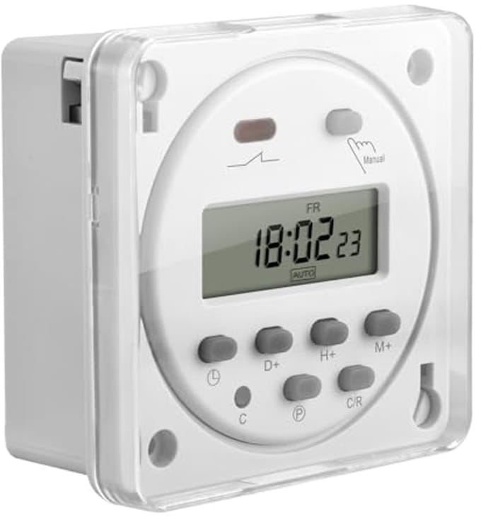 Digitale LCD Programmeerbare Timer Relaisschakelaar - AC220V 16Amp, SPST, Waterdichte Cover