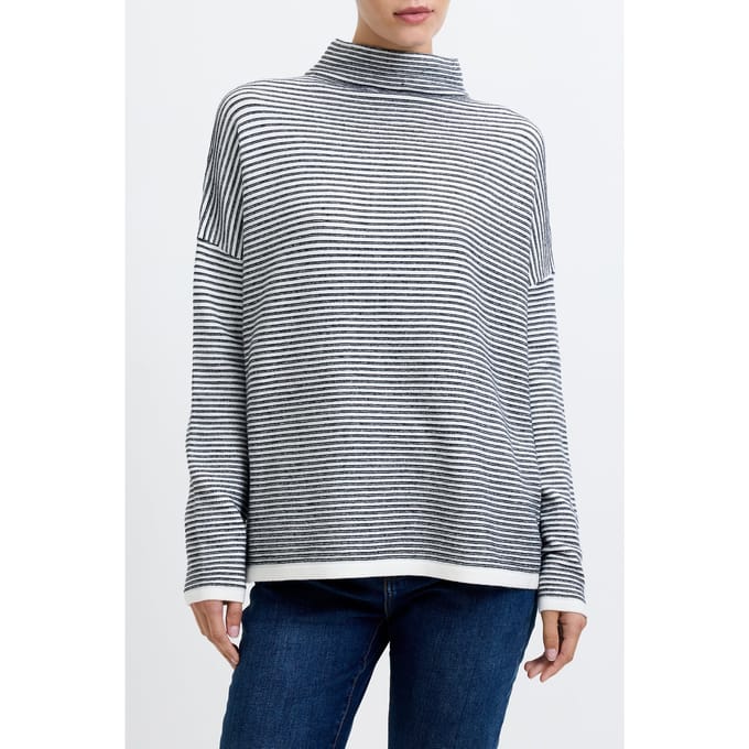French Connection Babysoft Stripe Lena High Nk Winter Wht/midnight Taglia: S | Maglioni a maglia Outlet | Donna