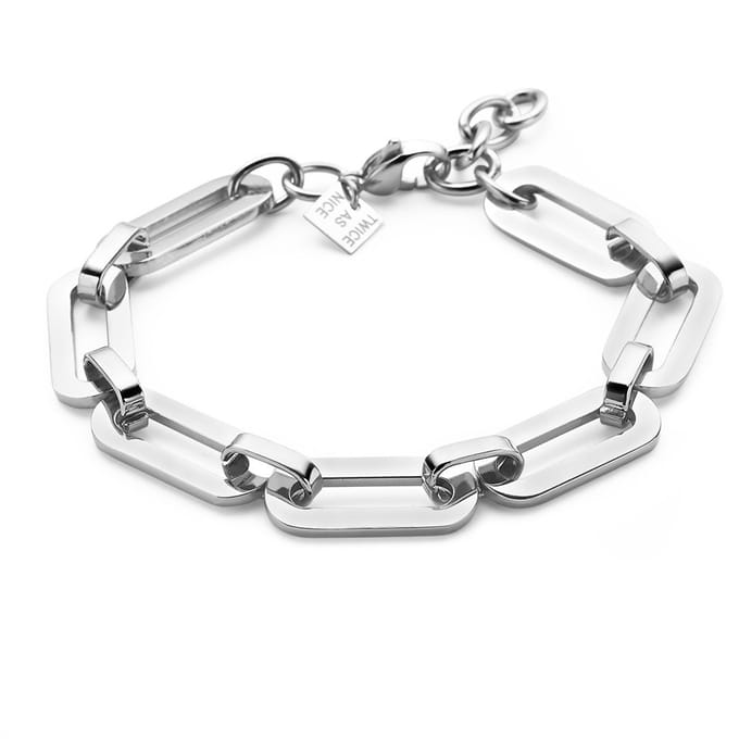 Twice As Nice Armband in edelstaal, ovalen 18cm+2cm