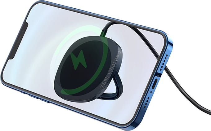 Hoco - Draadloze Oplader Geschikt voor iPhone 12 / iPhone 13 magnetische ring 1 meter - 15W - Zwart