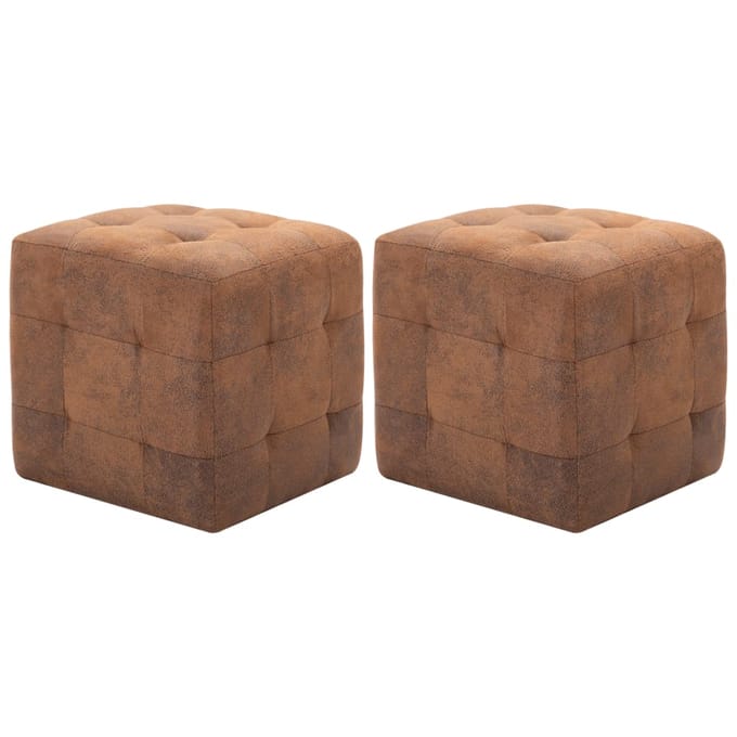 vidaXL - Poef - 2 - st - 30x30x30 - cm - kunstsuède - bruin
