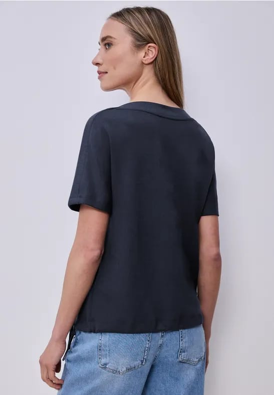 Shirt met overhangende schouders en geribd detail