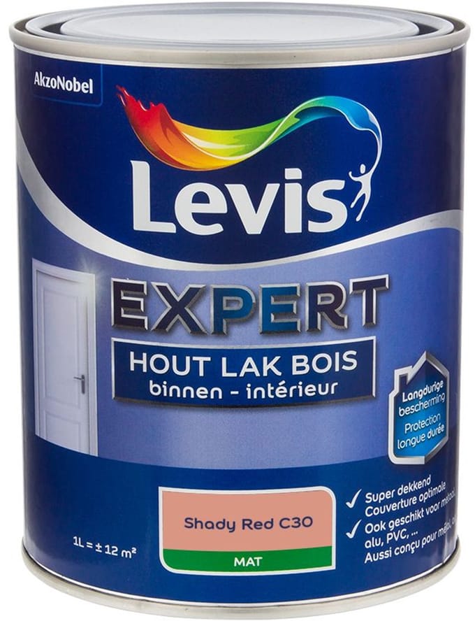 Levis - Expert Hout Lak Binnen Mat Mix - Shady Red C30 - Mengverf - 1 L