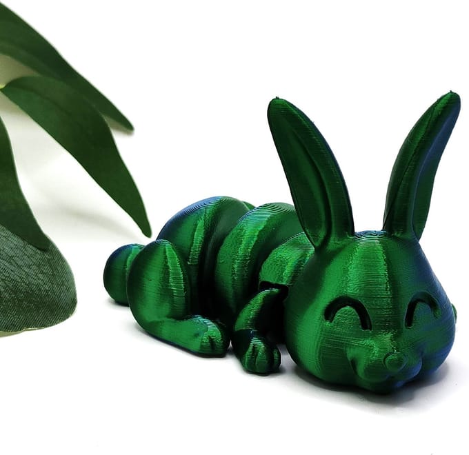 3D-geprint konijn , articulerend flexibel dier zintuiglijk-bureaudier - Groen/Blauw