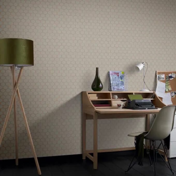 Decomode Vliesbehang Hexagon - Taupe - 10,05 M X 52 Cm