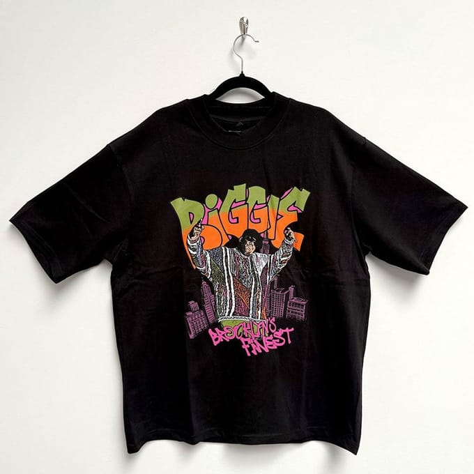 Biggie Smalls - Cartoon Graffiti Heren T-shirt - M - Zwart