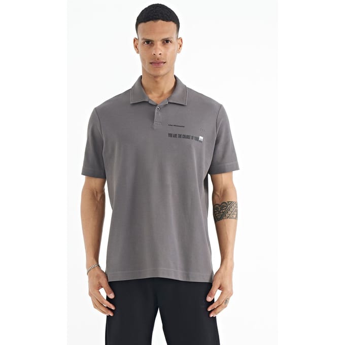 Heren Katoenen Polo T-Shirt Met Tekstprint