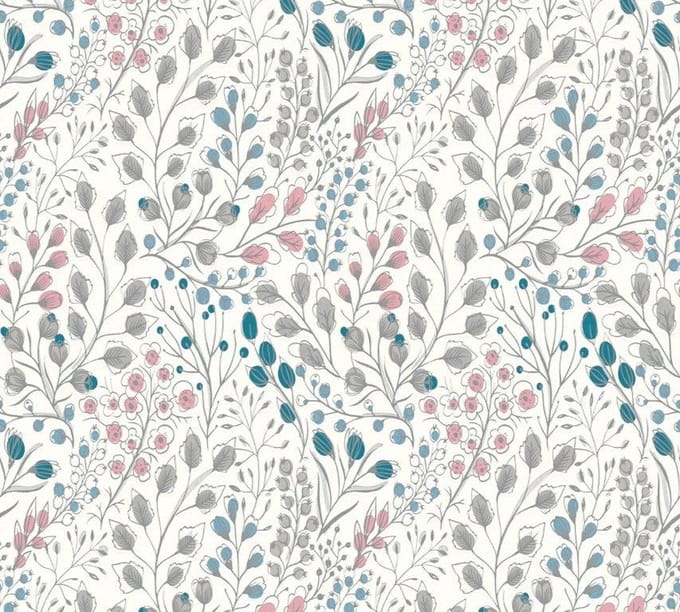 SUBTIELE BLOEMETJES BEHANG | Landelijk - wit roze blauw grijs - A.S. Création Attractive 2