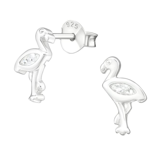 Princess Oorbellen Flamingo - 925 Zilver E-Coating - Dier - 10x6mm