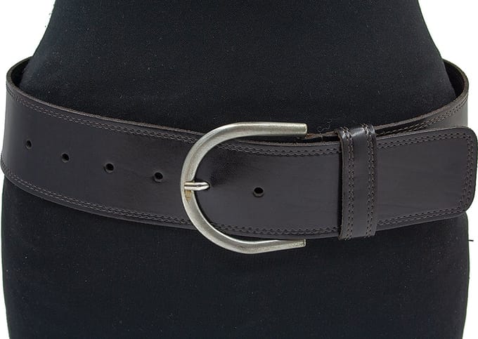 Dames heupriem bruin - 6 cm breed - Leer - Brede riem - Casual - Maat 85