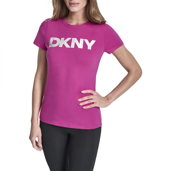 Dkny Exploded Logo T-shirt Met Korte Mouwen Roze L Vrouw