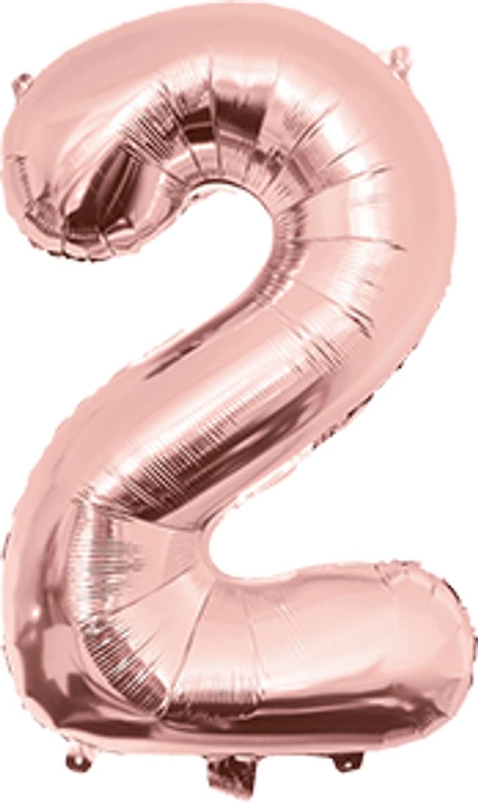 Cijfer ballon | Folieballon | Afmeting: 40cm | Kleur: Rose goud | Cijfer: 2