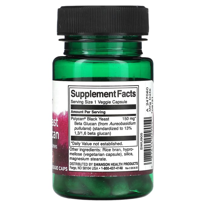 Zwarte Gist Beta-Glucaan, Plantaardige Capsules 30 (150 mg per tablet)