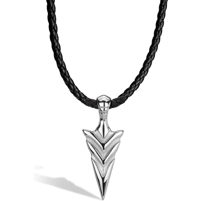 SERASAR Lederen Halsband Man [Arrow] - Zilver 60cm - Premium Sieraden