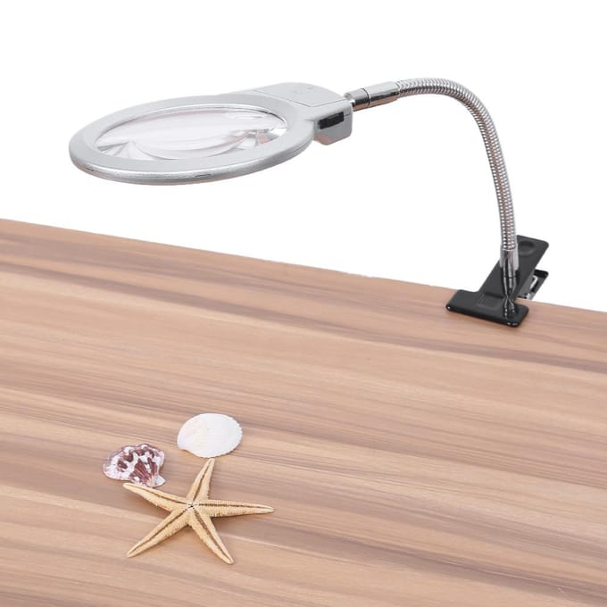 Grote lens tafellamp, verlicht vergrootglas, vergrootglas met LED-lichtklem