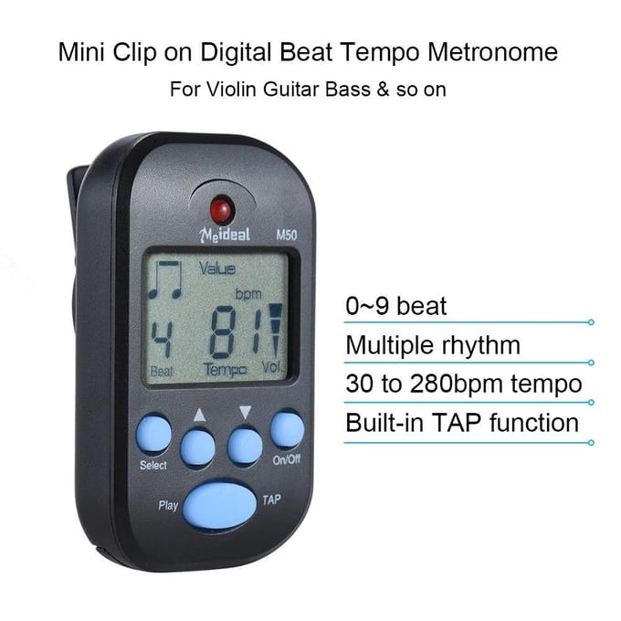 M50 Mini métronome professionnel à clipser LCD métronome de rythme numérique pour guitare violon basse accessoires d'instruments à cordes noir
