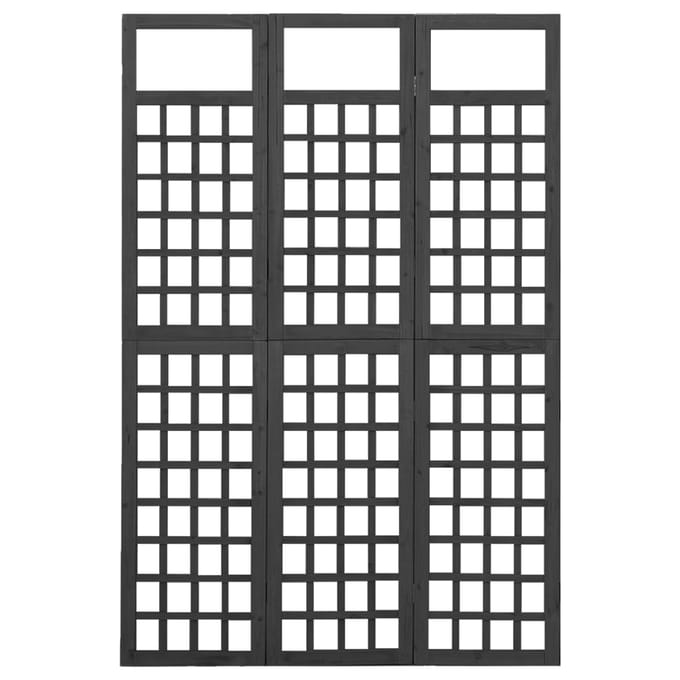 vidaXL - Kamerscherm/trellis - met - 3 - panelen - 121x180 - cm - vurenhout - zwart