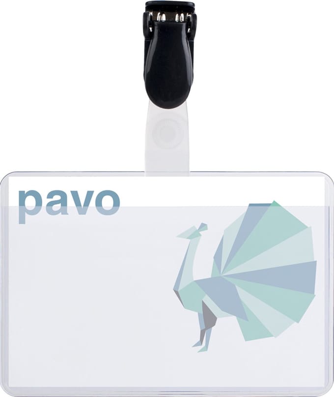 Pavo naambordje met clip, 60 x 90 mm, transparant