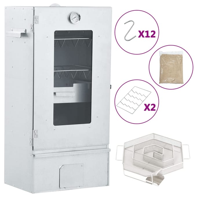 vidaXL BBQ-rookoven met koude rookgenerator gegalvaniseerd staal