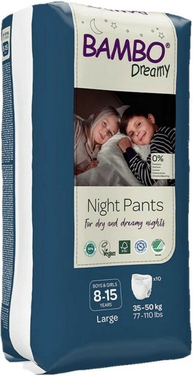 Bambo Nature Bambo Dreamy Nachtluierbroekjes 8 -15 jaar Unisex 10 stuks