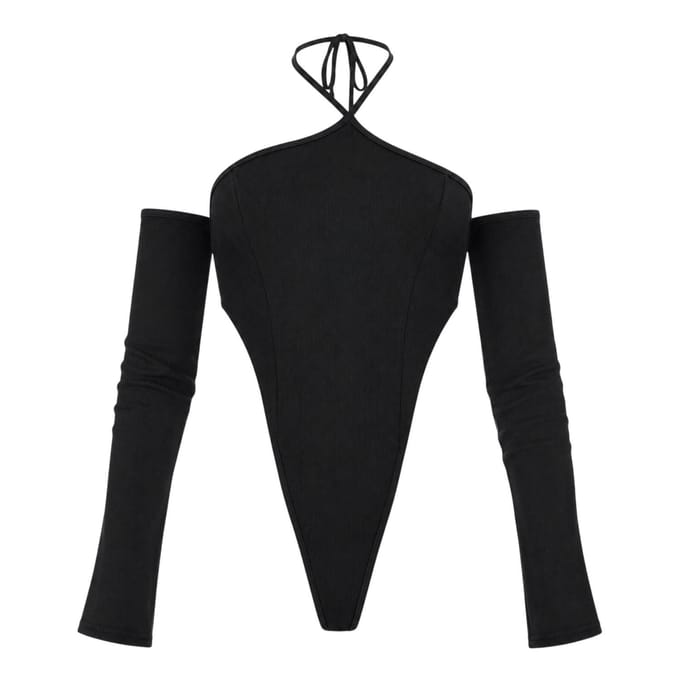 Missy Empire Dames/Dames Ribbed Bodysuit (Zwart)