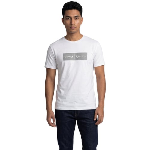 Armani Exchange T-Shirt Met Streeplogo, Beige