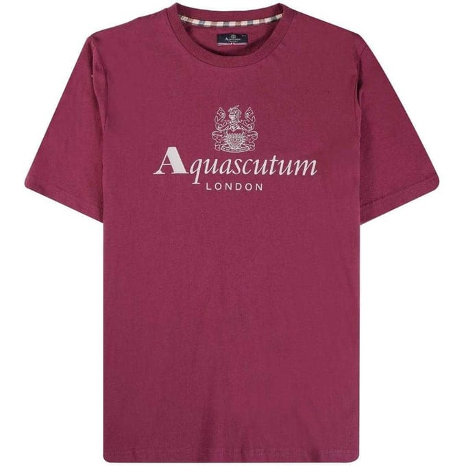 Aquascutum Heren Active T-Shirt met groot logo (Bourgondië)