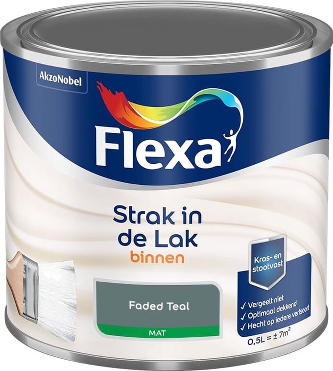 Flexa - Strak In De Lak Binnenlak Mat - Faded Teal - Mengverf - 500 Ml