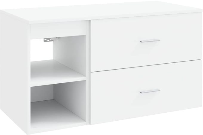 vidaXL - Badkamermeubel - Set - 2 - st - Wit - Bewerkt - hout