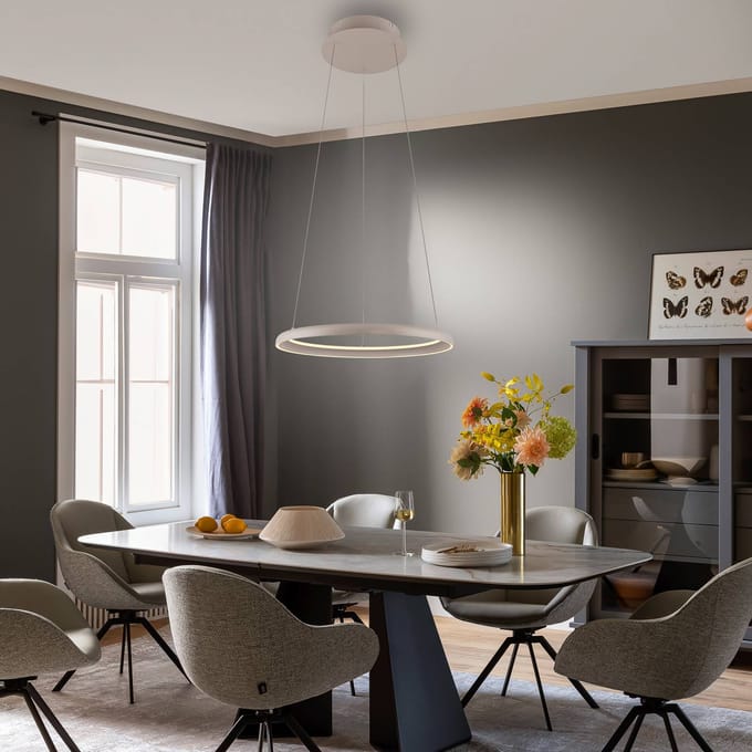 Schöner Wohnen LED hanglamp QUILLO, beige, Ø 60 cm, metaal, Switchdim