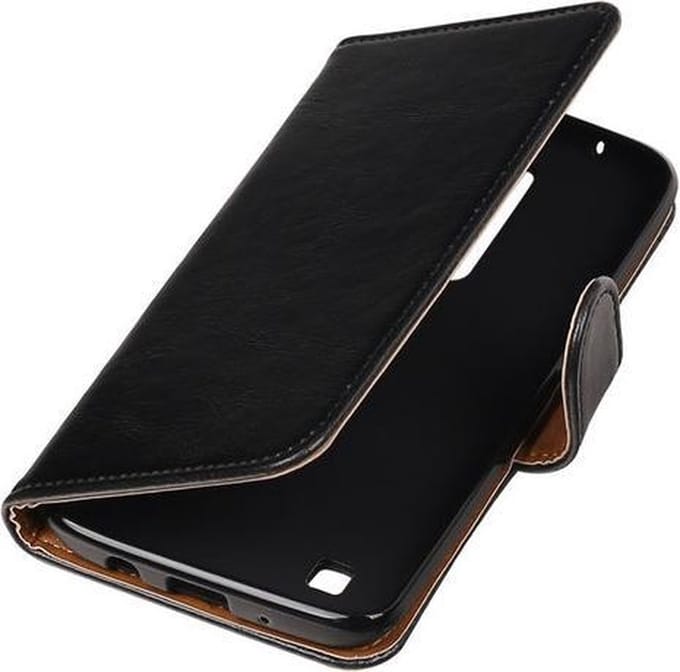 Zwart Pull-Up PU booktype wallet cover hoesje voor LG K7