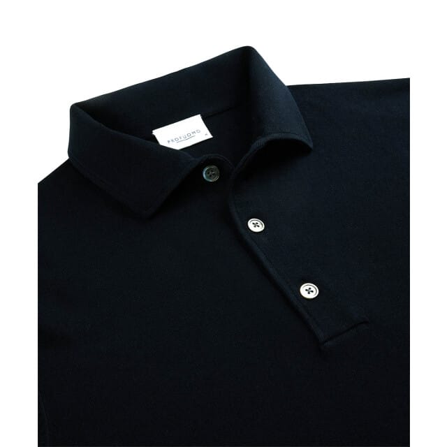 Profuomo Longsleeve Poloshirt Luxury Basic Donkerblauw (navy) - Maat S - Heren - Pullover
