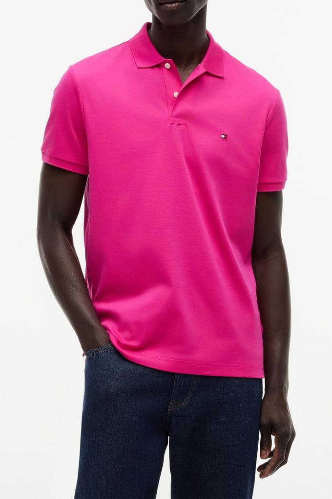 Tommy Hilfiger Liquid Cotton Regular Eccentric Magenta Größe: S | Poloshirts Outlet | Herren | Rosa