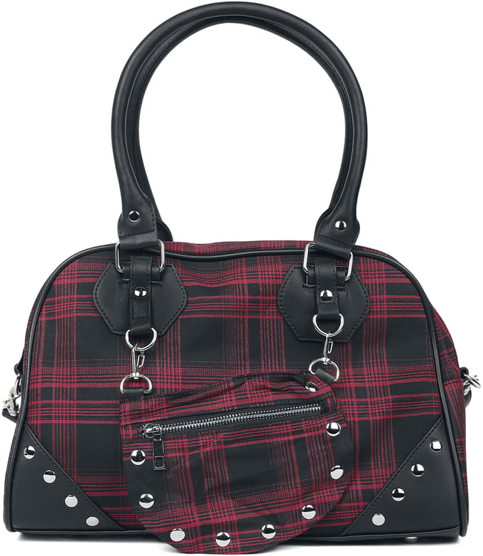 Banned - Gothic Handtas - Warren Plaid - voor Vrouwen - zwart-rood