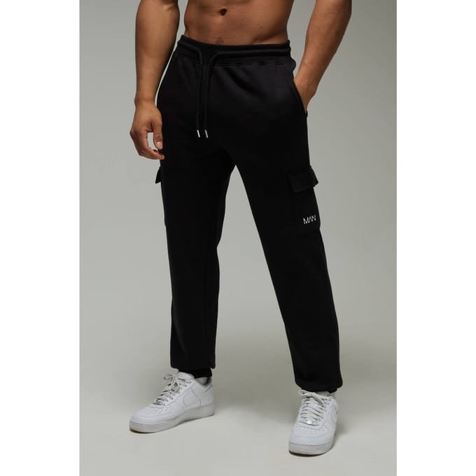 Men's Active Regular Fit Cargo Jogger | Black | Size XL