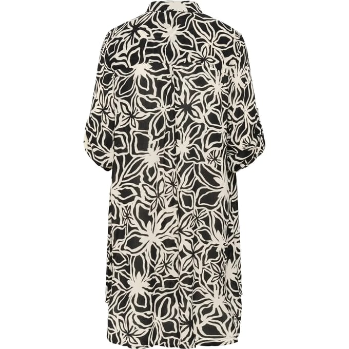 Overhemd met lang mouwen Loose fit Black / Light Beige Flower black multi