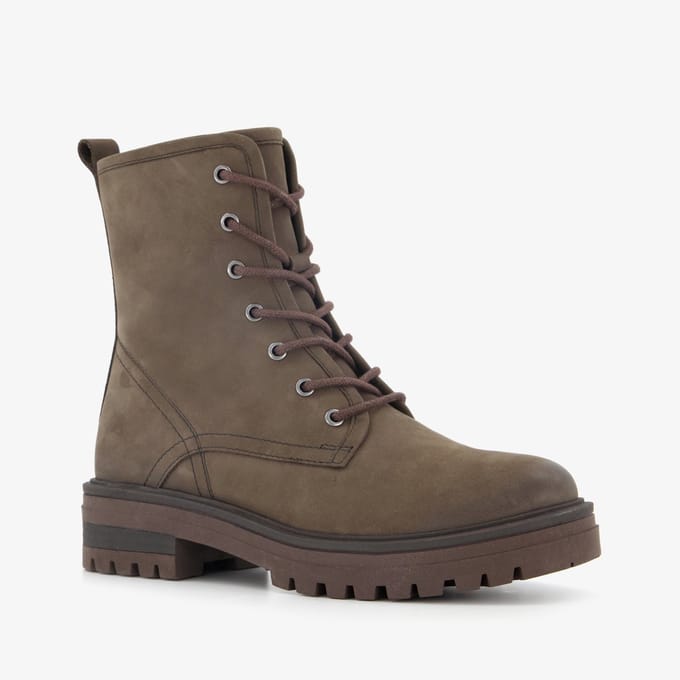 Harper leren dames veterboots donkerbruin - Maat 37