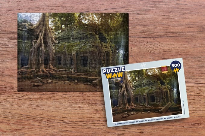 Puzzel Boomwortels over de oude Ta Prohm-tempel in Angkor Wat - Legpuzzel - Puzzel 500 stukjes
