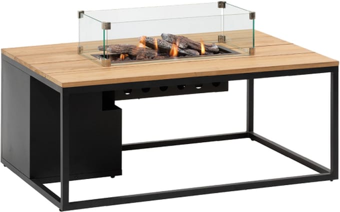 Cosi Fires - Vuurtafel Cosiloft black / teak (120cm) - Vuurtafels - Aluminium - Zwart