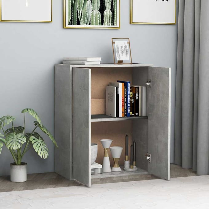 vidaXL - Dressoir - 60x30x75 - cm - bewerkt - hout - betongrijs
