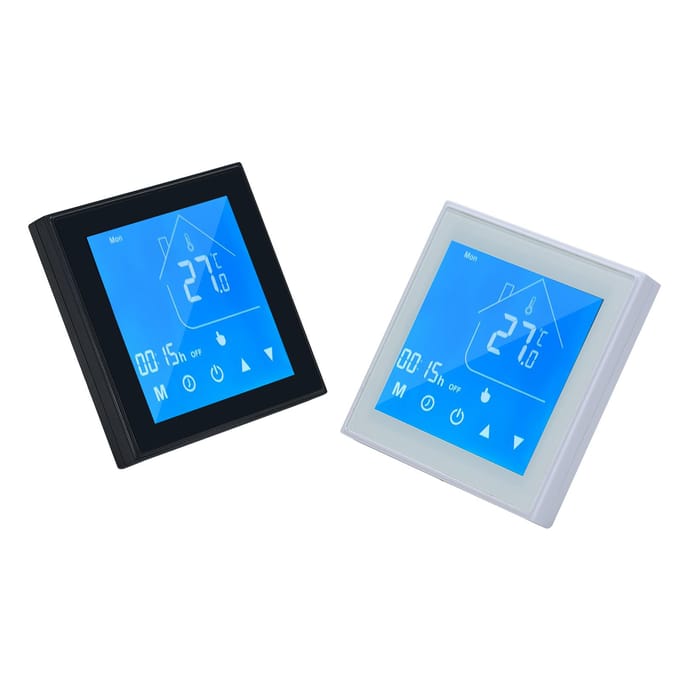Thermostaat Temperatuurregelaar LCD-display Weekprogrammeerbaar voor Waterverwarming voor Huishouden A zwart