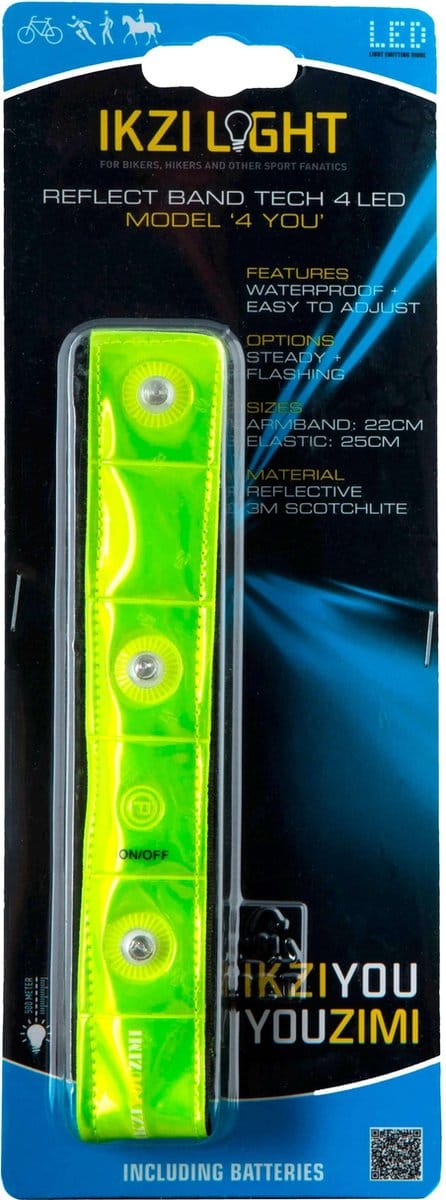 IKZI-Light-  Reflecterende armband - 4-led - Fluorgeel