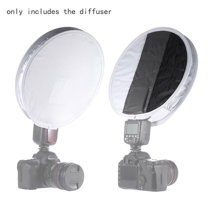 Boîte à lumière ronde avec diffuseur Flash Speedlite pour appareil photo, 12 pouces/31 cm, pour Canon Nikon gray