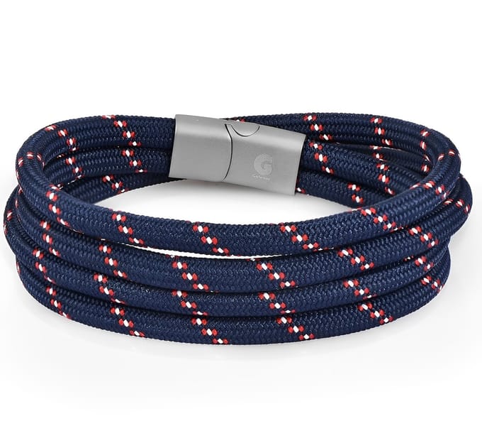 Surfer armband Touw met Magnetische Sluiting Galeara NOA Double 18,5cm Heren en Dames blauw