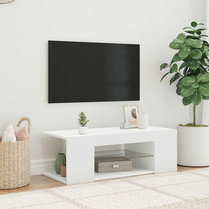 vidaXL - Tv-meubel - met - LED-verlichting - 90x39x30 - cm - wit